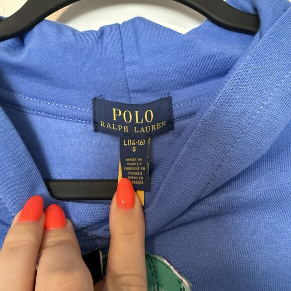 Polo Ralph Lauren Boys Polo Bear Hoodie Pullover Size L (14-16) Nantucket NWT - Picture 4 of 6